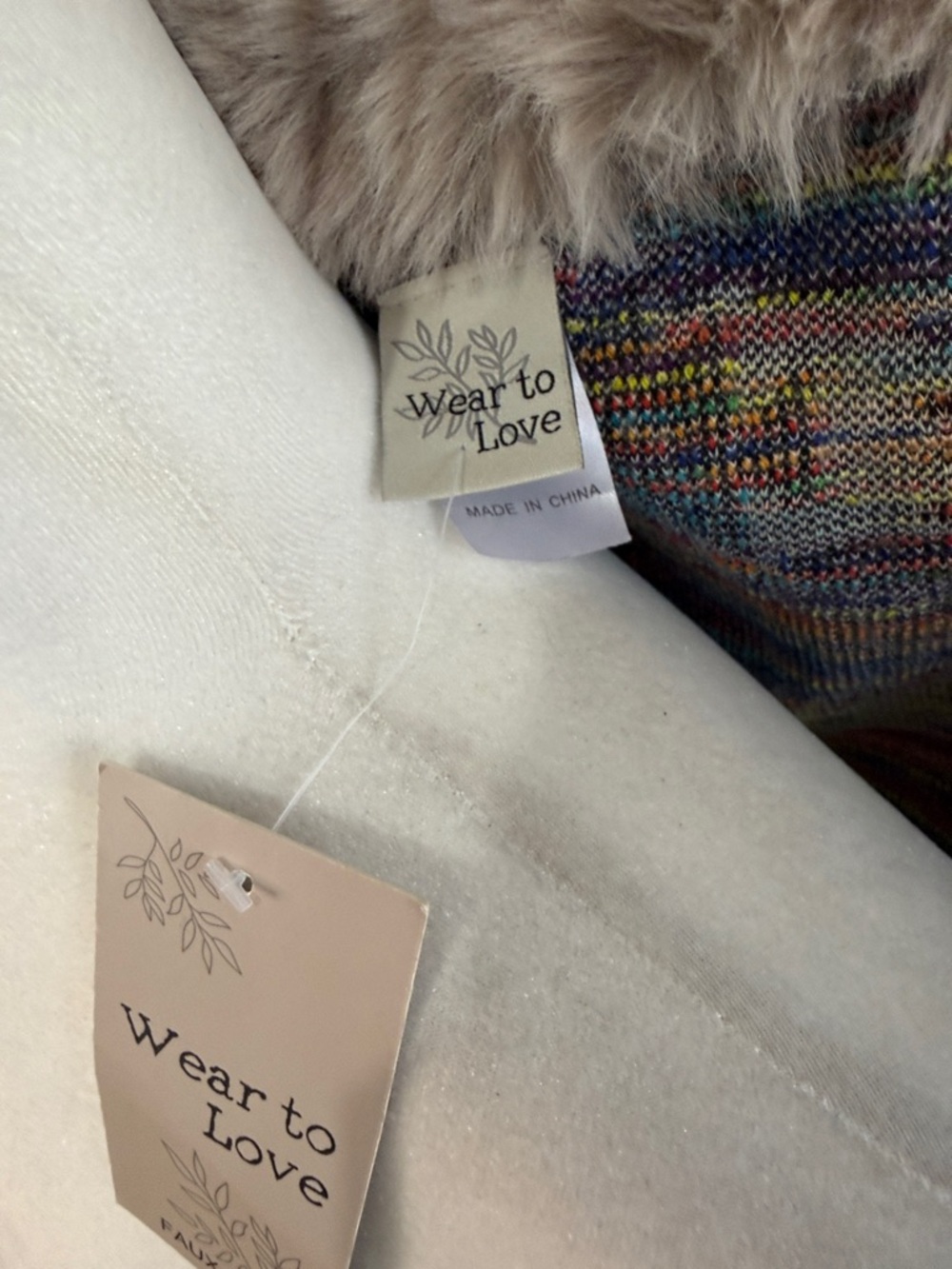 Faux Fur Trim Aztec Cape Poncho - Taupe - Picture 2 of 6